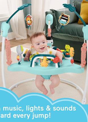 Fisher-Price Baby Bouncer Colorful Corners Jumperoo Activity Center with Music Lights Sounds & Developmental Toys