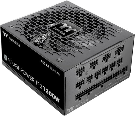 Thermaltake Toughpower TF3 1300W; 2X Native PCIe 5.1 12V-2x6; Dual-Color H++ Connectors; Etched Flat Cables; Multi/Single Rail OCM Toggle; 100% Japanese Capacitors; 80+ Titanium; PS-TPD-1300FNFATU-1