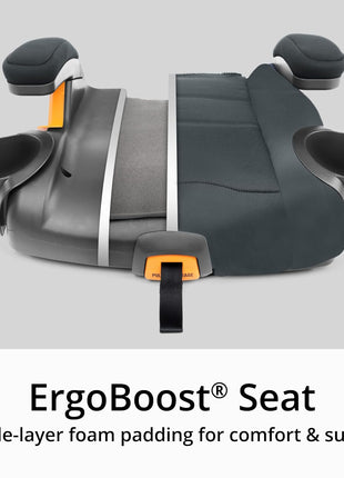 Chicco KidFit ClearTex Plus 2-in-1 Belt-Positioning Booster Car Seat | Obsidian, belt-positioning booster seat, ages 4+, 40-100 lbs, DuoGuard protection, ErgoBoost foam, flame retardant-free