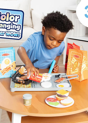 Melissa & Doug Flip & Fry Grill Play Set with Water Wow!® Kids Kitchen Playset with Color Changing Play Food, Preschool Toys for Girls & Boys Ages 3+