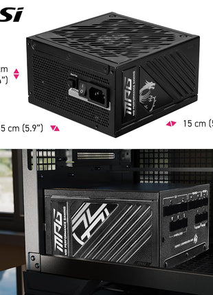 MSI MPG A1000GS PCIE5, Fully Modular Gaming 1000W Power Supply, 80+ Gold, Dual 12V-2x6 Cables, Server-Grade Capacitor, ATX 3.1 & PCIe 5.1 Ready, Low-Noise, Semi Digital, 10 Year Warranty