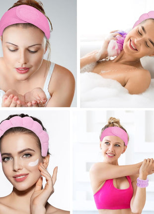 Spa Gift Set: Bubble Headband, Face Wash Headband, Skin Care Wristbands for Ladies and Women