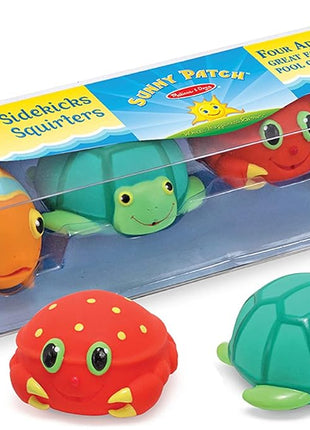 Melissa & Doug Sunny Patch Seaside Sidekicks Squirters with 4 Squeeze-and-Squirt Animals - Water Toys for Kids