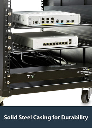 StarTech.com 8 Outlet Horizontal 1U Rack Mount PDU Power Strip for Network Server Racks - Surge Protection - 120V/15A - w/ 6ft Power Cord (RKPW081915)