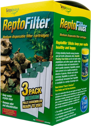 TetraFauna ReptoFilter Filter Cartridges, Size Medium, Filter Cartridge Refills, 3 Count