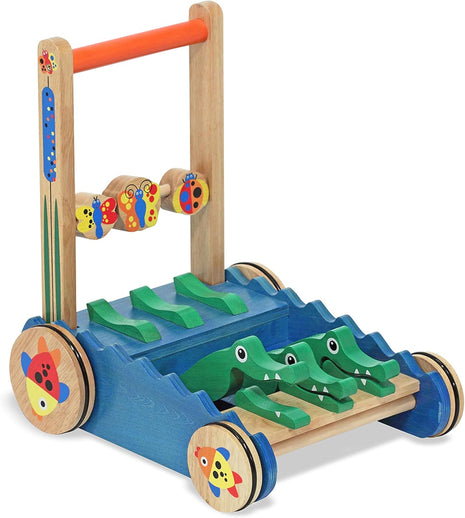 Melissa & Doug Deluxe Chomp and Clack Alligator Wooden Push Toy and Activity Walker