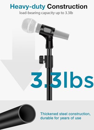 InnoGear Desktop Microphone Stand, Upgraded Adjustable Table Mic Stand with Mic Clip and 5/8 inch Male to 3/8 inch Female Screw for Blue Yeti Snowball Spark & Other Microphone