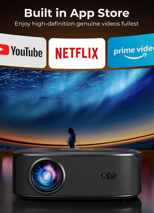 4K Projector with WiFi and Bluetooth - 3000 ANSI Lumens, ELEPHAS Outdoor Movie Projector Compatible with NETFLIX/Prime Video/YouTube, Smart Projector for HDMI/USB/iOS/Android, Portable Home Cinema