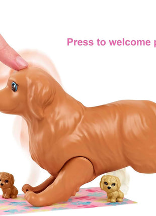 Barbie Doll & Pets Set, Blonde with Mommy Dog, 3 Newborn Puppies with Color-Change Feature & Pet Accessories