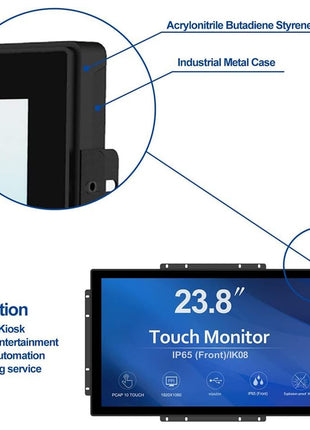 GreenTouch 23.8 Inch 10 Points Open Frame PCAP Touchscreen Monitor - Industrial Touch Display -16:9 -TFT LCD