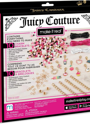 Make It Real - Juicy Couture Pink and Precious Bracelets - DIY Charm Bracelet Kit with Beads for Tween Jewelry Making - Jewelry Making Kit for Girls