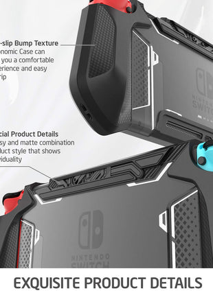 Mumba Dockable Case Compatible for Nintendo Switch (2017 Release), [Blade Series] TPU Grip Protective Cover Case with Ergonomic Design and Comfort Grip,Original Switch Case Accessories (Black)