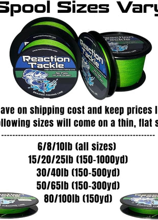 Reaction Tackle Braided Fishing Line - Pro Grade Power Performance for Saltwater or Freshwater Fish - Colored Fishing Line Braid for Extra Visibility