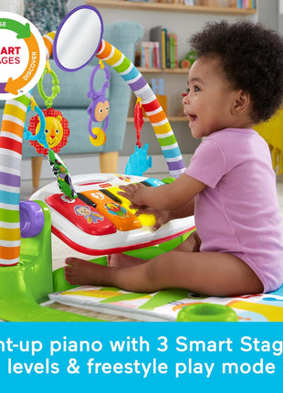 Fisher-Price Baby Playmat Deluxe Kick & Play Piano Gym for Learning & 2 Maracas Soft Rattles for Newborn to Toddler Play Ages 0+ Months