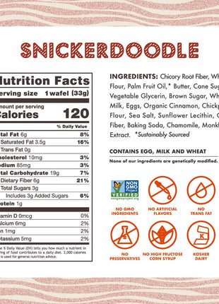 Rip Van Wafels Snickerdoodle Stroopwafels, Healthy Snacks, Non-GMO, Keto Friendly, Office Snacks, Low Sugar (3g), Low Calorie, 12 Pack