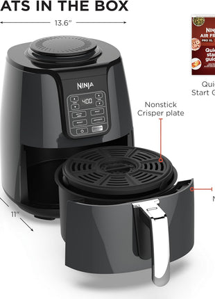 Ninja Air Fryer, 4 QT Capacity, 4 in 1 Roast, Crisp, Reheats and Dehydrates, Dishwasher Safe Parts, 105 F to 400 F, 1550 Watt, Grey, 1 Count