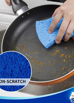 MR.SIGA Non-Scratch Cellulose Scrub Sponge, Dual-Sided Dishwashing Sponge for Kitchen, 12 Pack