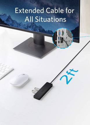 Anker USB Hub 4 Ports, Multiple USB 3.0 Hub, USB Splitter for Laptop, Extender for A Port Laptop, PC, Desktop and More [Charging Not Supported](2ft USB-A)