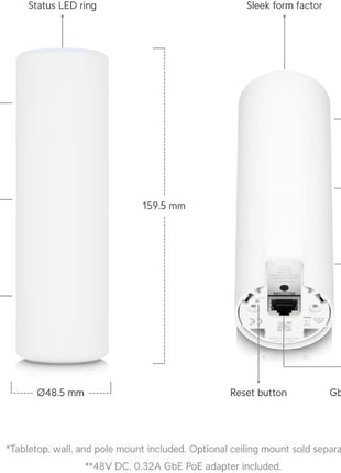 UBIQUITI Unifi Wi-Fi 6 Mesh AP 4x4 Mu-/Mimo Wi-Fi 6, 2.4Ghz @ 573.5Mbps & 5GHz @ 4.8Gbps, PoE Injector Included