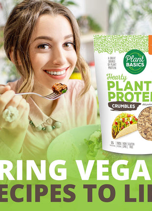 Plant Basics - Hearty Plant Protein - Unflavored Crumbles, 8 oz, Made from Peas, Non-GMO, Gluten Free, Low Fat, Low Sodium, Vegan, Meat Substitute