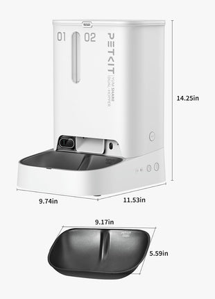 PETKIT Automatic Cat Dog Feeder with Camera, AI-Powered Motion Capturing, 1080P HD Video with Night Vision, 2.4G WiFi Pet Feeder with 2-Way Audio, Dual Hopper Pet Food Dispenser with Desiccant