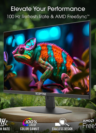 Sceptre New 27-inch Gaming Monitor 100Hz 1ms DisplayPort HDMI x2 100% sRGB AMD FreeSync Build-in Speakers, Eye Care Frameless Machine Black 2024 (E275W-FW100T)