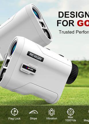 REVASRI Golf Rangefinder with Slope and Pin Lock Vibration, External Slope Switch for Golf Tournament Legal, Rangefinders with Rechargeable Battery 600/1000YDS Laser Range Finder