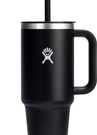 Hydro Flask Travel Tumbler with Handle, Lid and Straw - Insulated Stainless Steel in 40 Oz Black