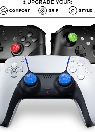 KontrolFreek No-Slip Thumb Grips | Universal Edition for Nintendo Switch Pro, PlayStation 4 (PS4), PlayStation 5 (PS5), Xbox One & Xbox Series X Controller | 8-Pack | Blue/Green/Red/Black