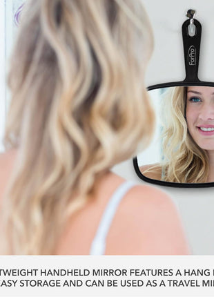 ForPro Extra Large Hand Mirror with Handle, 9Wx12L in, Black | Extra Large Multi-Purpose Handheld Mirror with Distortion-Free Reflection