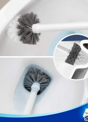 MR.SIGA Toilet Bowl Brush and Holder, Premium Quality, with Solid Handle and Durable Bristles for Bathroom Cleaning, White, 1 Pack