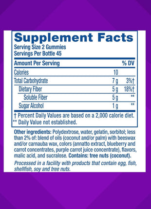 Vitafusion Fiber Well Gummies for GLP-1 Support | 5mg | 90 Count | Sugar Free Adult Gummy | Vitamins For Women & Men | Berry & Peach Flavors | Gluten Free Formula
