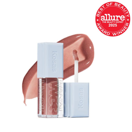 Kosas Wet Lip Oil Gloss - Hydrating Lip Plumping Treatment with Hyaluronic Acid & Peptides, Non-Sticky Finish (Unbuttoned)