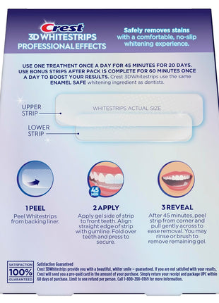 Crest Teeth Whitening Strips, Crest 3D Whitestrips Professional Effects, Enamel Safe Teeth Whitening Kit, 22 Treatments (44 Strips), Professional-Level Whitening, 19 Levels Whiter