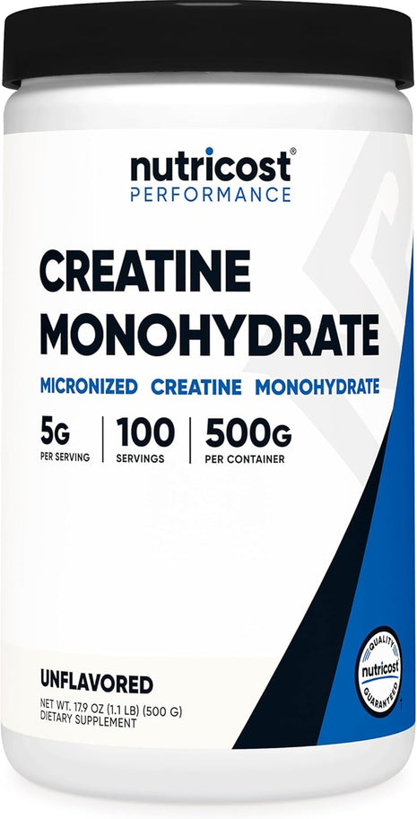 Nutricost Creatine Monohydrate Micronized Powder 500G, 5000mg Per Serv (5g)   100 Servings, 17.9 Oz