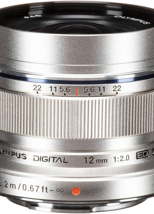 OM SYSTEM Olympus M.Zuiko Digital ED 12mm F2.0 Silver for Micro Four Thirds System Camera, Compact Wide Angle Lens for Starry Sky and Landscape