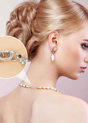 2pcs 925 Sterling Silver Oval Jewelry Clasps, Hypoallergenic Necklace Enhancer Shortener, Spring Bail Clasp Rings Connector Clips for Bracelet Anklet Jewelry Making