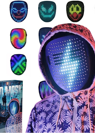Depointer Life Led Mask with Gesture Sensing,Unisex LED Lighted Face Transforming Mask for Costume Cosplay Party Masquerade