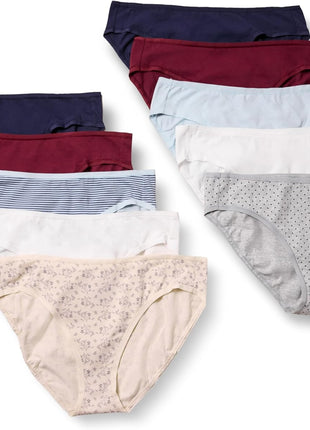 Amazon Essentials Women's Breathable Cotton Bikini Brief Underwear with Full Coverage, Multipacks