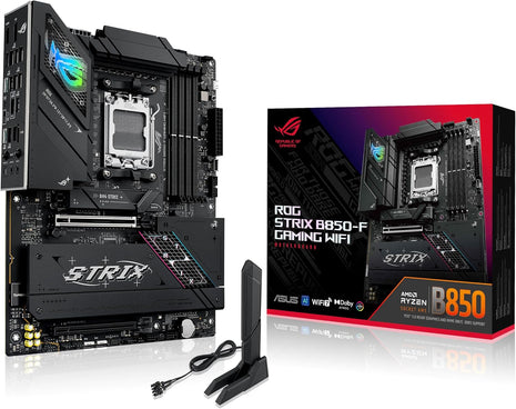 ASUS ROG Strix B850-F Gaming WiFi AMD AM5 B850-F ATX Motherboard 16+2+2 Power Stages, AI PC, DDR5 AEMP, WiFi 7, 4X M.2, PCIe 5.0, Total Support of 19 USB, 20Gbps Type-C, AI Networking II, Aura Sync