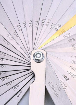Stainless Steel Feeler Gauge Dual Marked Metric and Imperial Measuring Tool(0.04-0.88 mm, 32 Blades)