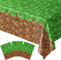 Blue Orchards Pixel Miner Table Cover (Pack of 3)   54 inchx108 inch xL   Gamer Party Supplies, Mining Craft Party Decorations