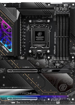 ASRock AMD X870E Taichi Ryzen Socket AM5 X870 Dual Channel DDR5 DIMMs 256 GB 8200 EATX Motherboard M.2 LED WiFi 7