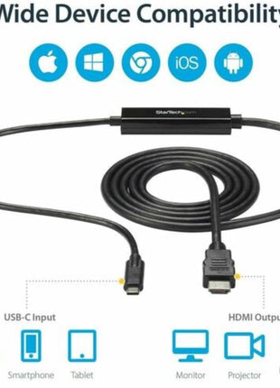 StarTech.com 6ft (2m) USB C to HDMI Cable, 4K 30Hz USB Type-C to HDMI Video Display Converter, Monitor Adapter Cord, Thunderbolt Compatible