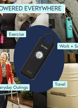 She's Birdie 3.0 New Version – The Original Personal Safety Alarm for Women by Women–Loud Siren, Flash Light and Rechargeable Battery in a Variety of Colors (Charcoal Black)