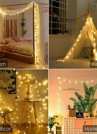 Star String Lights Plug in - 33 ft 100 LED Star Fairy String Lights with Remote and Timer, Waterproof for Bedroom Porch Wedding Party Patio Garden Tent Indoor Outdoor Décor, Warm White