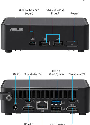 ASUS NUC 14 Pro Slim Barebone with Intel 14th Gen Core Ultra 5 125H (NPU Support), Up to 96GB DDR5 RAM, Dual Storage Design, ThunderboltTM 4, Wi-Fi 6E & Bluetooth 5.3, with VESA Mount