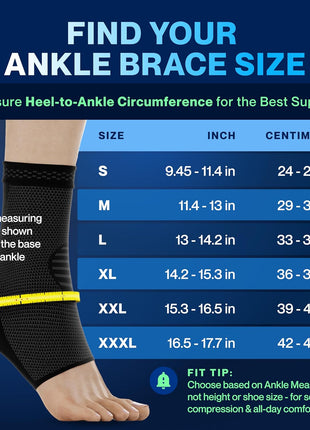 Modvel Foot & Ankle Brace Socks for Sprained Ankle Compression Sleeve - Foot Support for Women & Men - Tendonitis & Arthritis Ankle Brace Sports Running, Torn Ligaments & Women Stabilizing Ankle Wrap