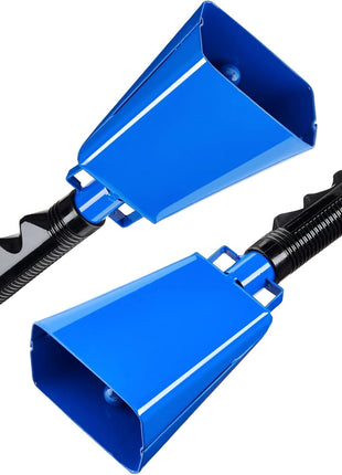 BLUE PANDA Cowbell Noise Maker - 9-Inch, Royal Blue, Pack of 2 - Metal Cowbell Instrument with Ergonomic Handle - Cheering Bell for Stadium Cheers & Celebratory Noise Maker