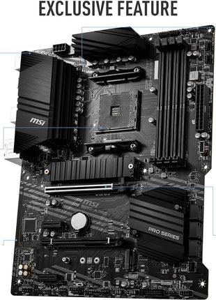 MSI B550-A PRO ProSeries Motherboard (AMD Ryzen 5000, AM4, DDR4, PCIe 4.0, SATA 6Gb/s, M.2, USB 3.2 Gen 2, HDMI/DP, ATX)
